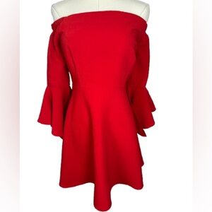 J.O.A. Vibrant Red Off-Shoulder Dress Size L